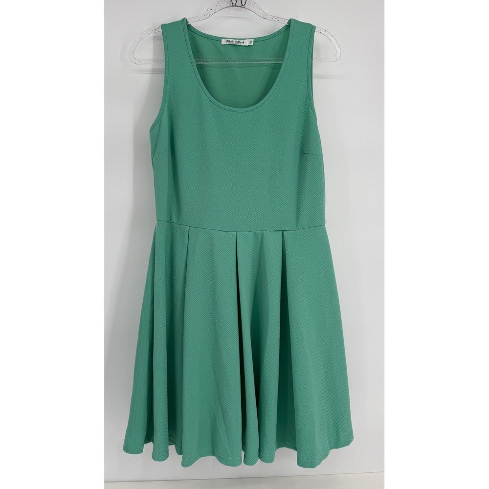 White Mark Women Sz 1XL Seafoam Green Textured Knit Sleeveless Skater Dress